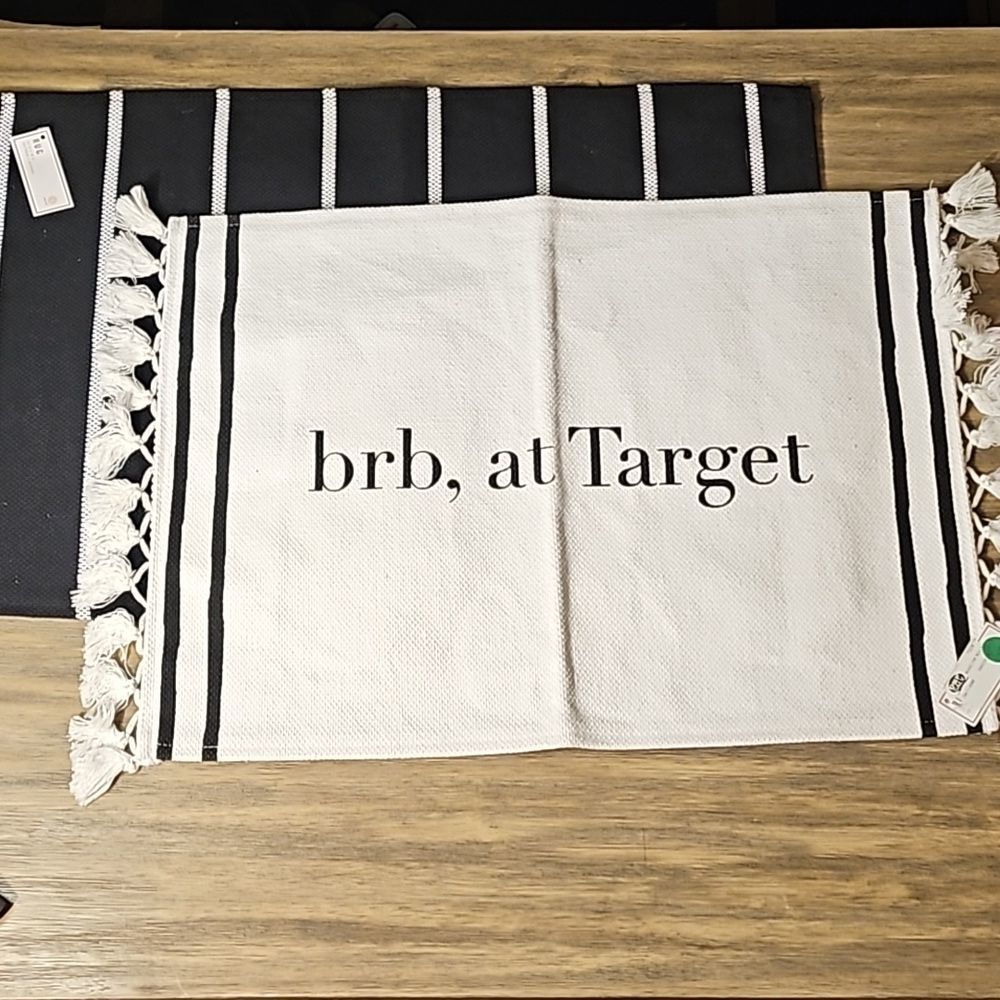 NWT Small Set of 2 Area Throw Rugs Navy Blue and White, BRB, at Target 24" x 16"